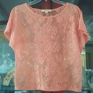 Boxy Peach Lace Top