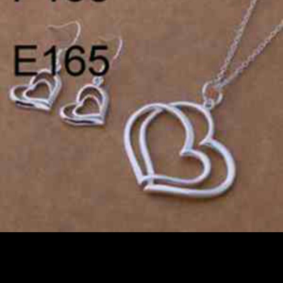 925 Heart Necklace and Earring Set