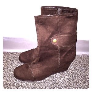 Brown suede boots