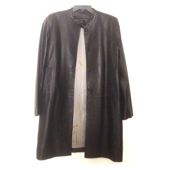 Black leather coat by Kenneth Cole