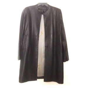 Black leather coat by Kenneth Cole