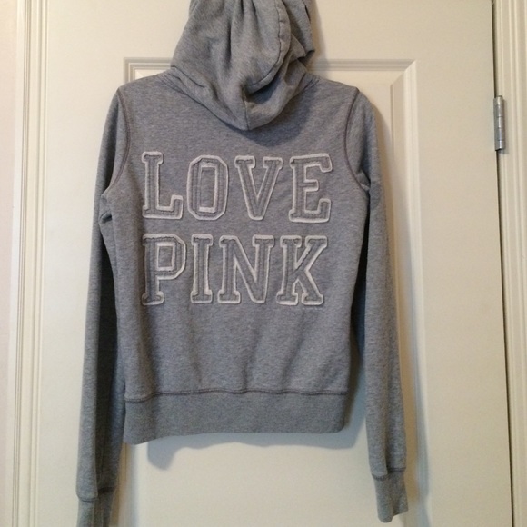 love pink hooded zip up sweatshirt - Picture 2 of 2