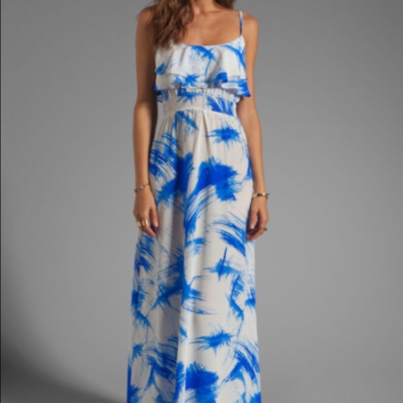 Jay Godfrey White Vandenberg Double Ruffle Maxi