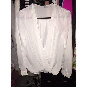 Drape front sheer blouse