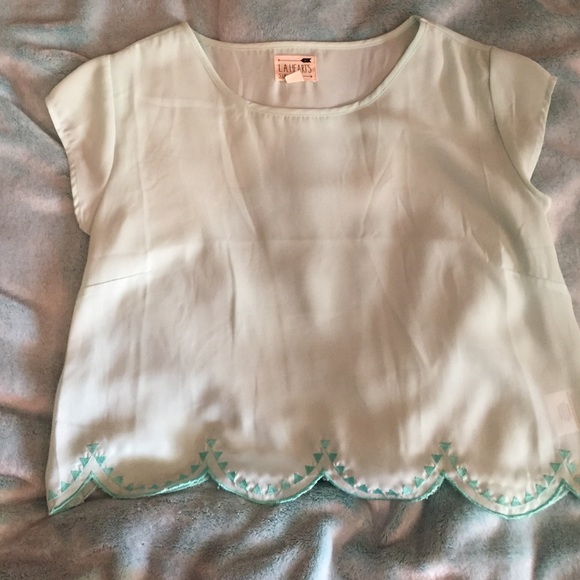 Turquoise scalloped crop top LA Hearts