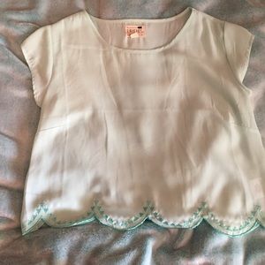Turquoise scalloped crop top LA Hearts