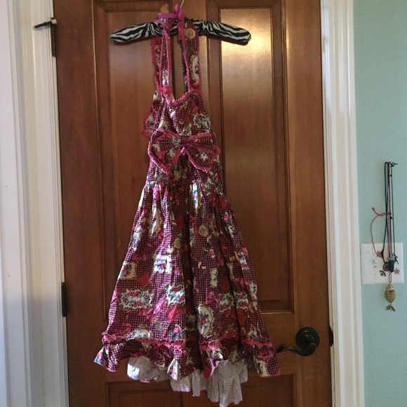 Lolita pink gingham rose cute lace print