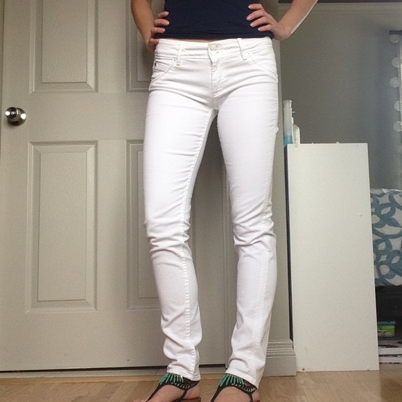 Hudson White Denim Collin Skinny Jeans