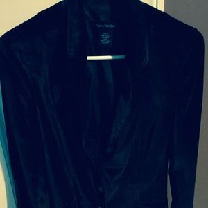 Black velvet blazer.