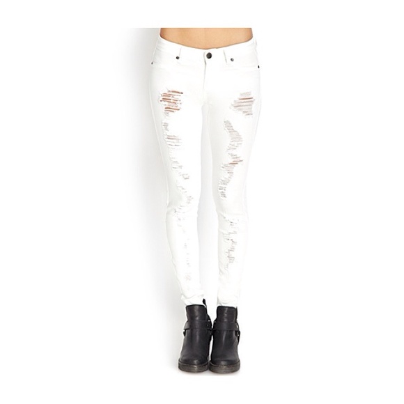 White distressed denim