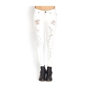 White distressed denim