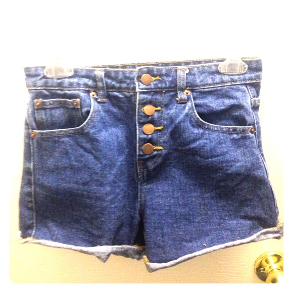 High-waisted denim shorts