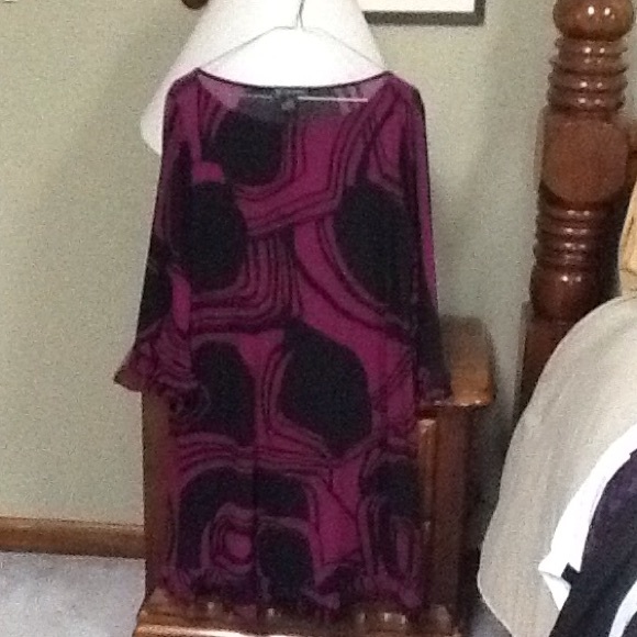 Magenta and black dress.