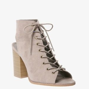 *Plus Size* Vegan Suede Slingback Lace-Up Booties