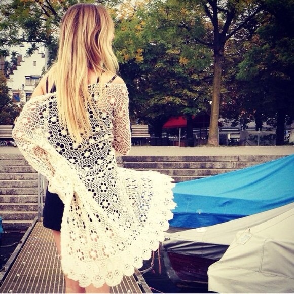 Brandy Melville Tacie Lace Bell Sleeve Cardigan