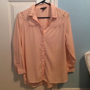 Pink silk button up