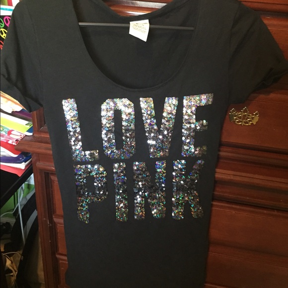 Victoria Secret PINK black and silver T-Shirt!