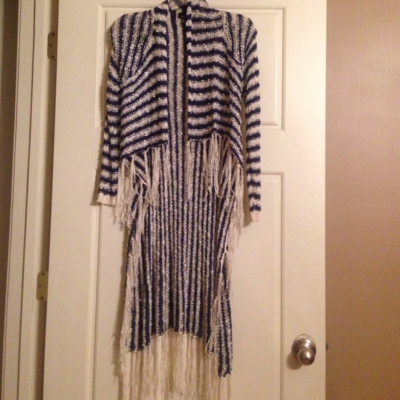 Blue & cream striped sweater