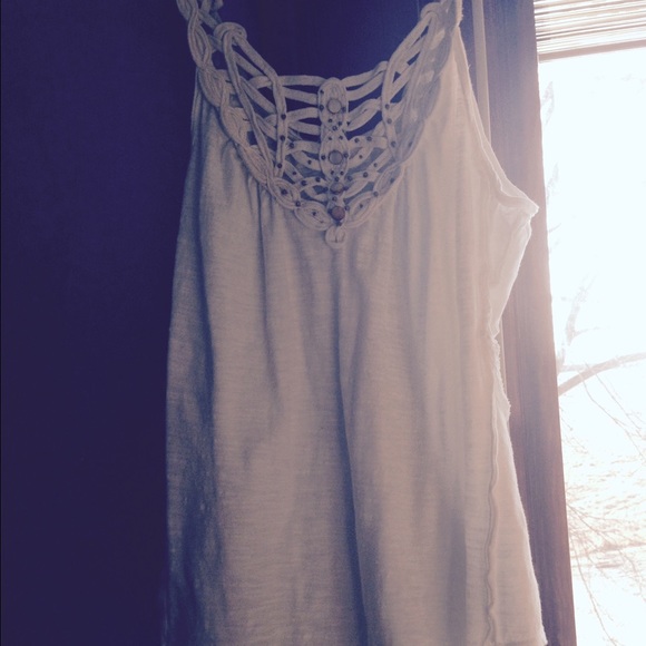 Free people white embroidery tank top