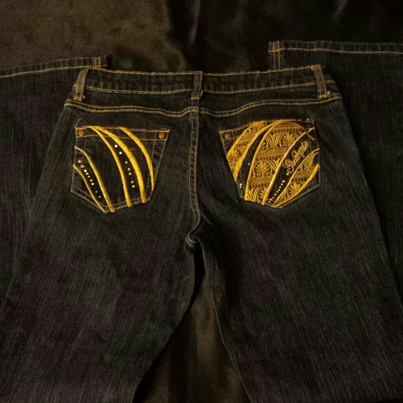 Size 7 Southpole gold stitch boot cut jeans