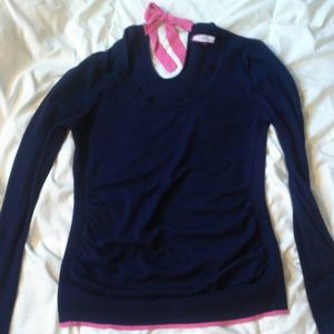 Navy Blue sweater with tie up bow in the back