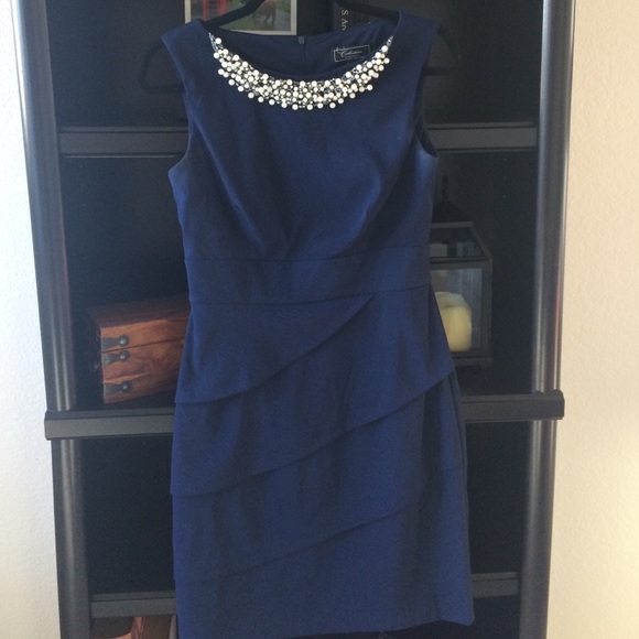 NWOT sheath dress with beaded pearl faux necklace