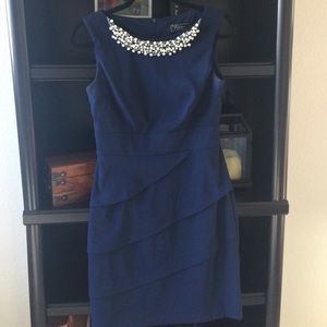 NWOT sheath dress with beaded pearl faux necklace