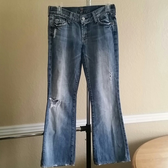 7 For All Mankind Distressed Flare Jeans - Picture 4 of 4