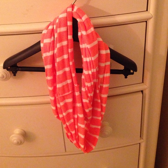 Vibrant orange and white stripped infinity scarf