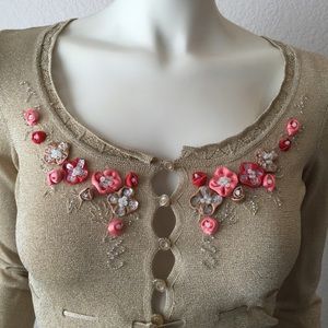 Vintage 90s Betsey Johnson Metallic Gold Sweater