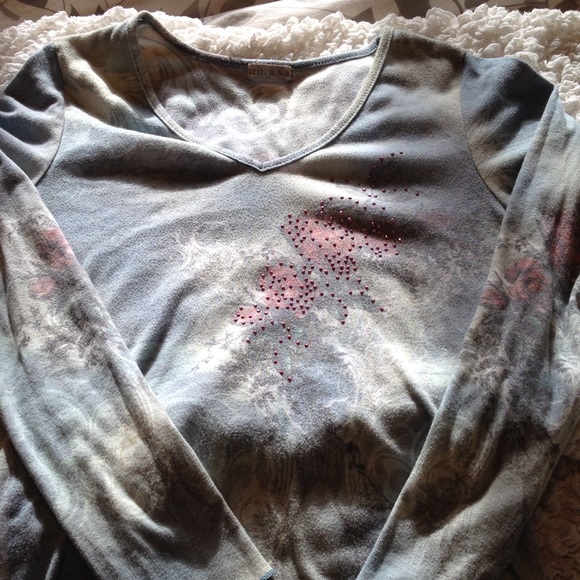 Long Sleeve Pink Embellished T-Shirt