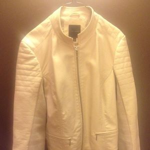 Tan leather motorcycle jacket