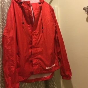 Red rain coat