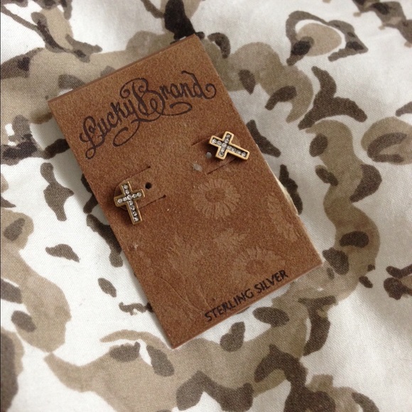 Lucky brand rhinestone cross studs