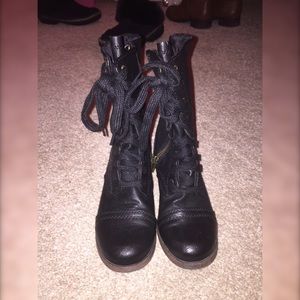 Black Leather Combat Boots