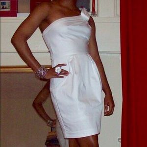Bisou Bisou White One Shoulder Party Dress Sz 4