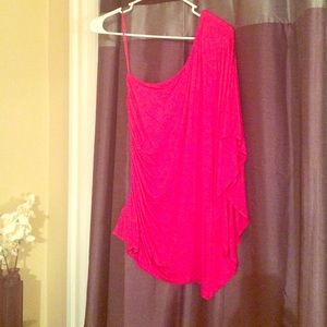 Express hot pink one shoulder top
