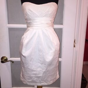 White Strapless Mini Dress w/Bow Sz 5