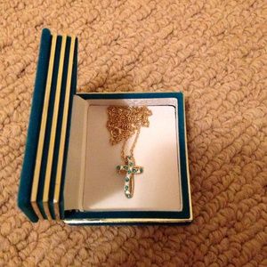 Aquamarine cross necklace