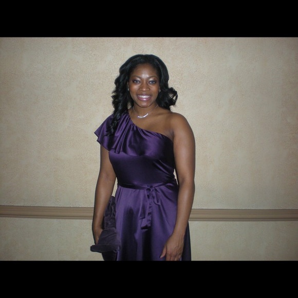 Purple Shoulder Flounce Dress