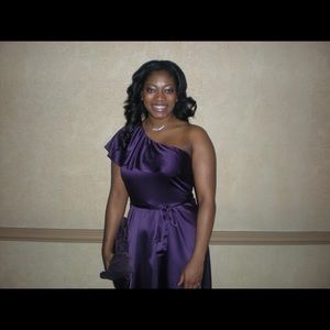 Purple Shoulder Flounce Dress