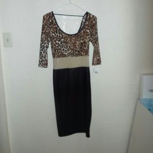 Cheetah black and tan long sleeve dress