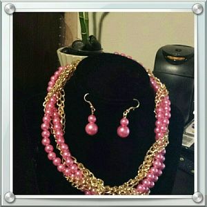 SALE! Pink Necklace/Earrings Set