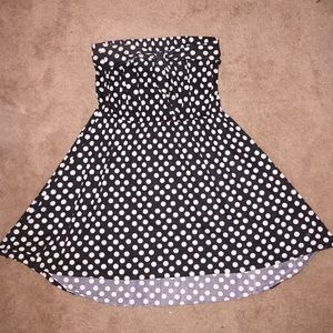 Polka Dot Strapless High Low Dress