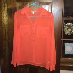 Orange/Tangerine sheer blouse