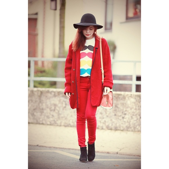 h&m red skinny jeans