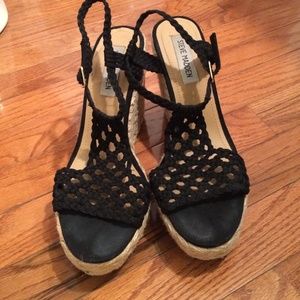 Black Steve Madden Wedges, Size 8. Barely Worn