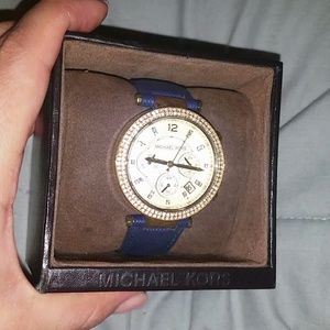 Michael Kors blue and gold adjustable watch