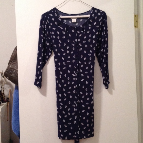 Navy printed shirt dress