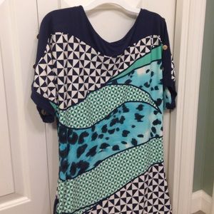 Patterned shirt.